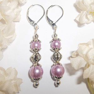 Earring, Earrings, Purple Pearl Earrings, Purple Earrings, Pearl Earrings, 7433